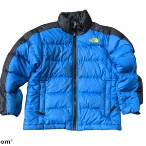 North Face 550 Down Coat Small 7/8 Blue & Black